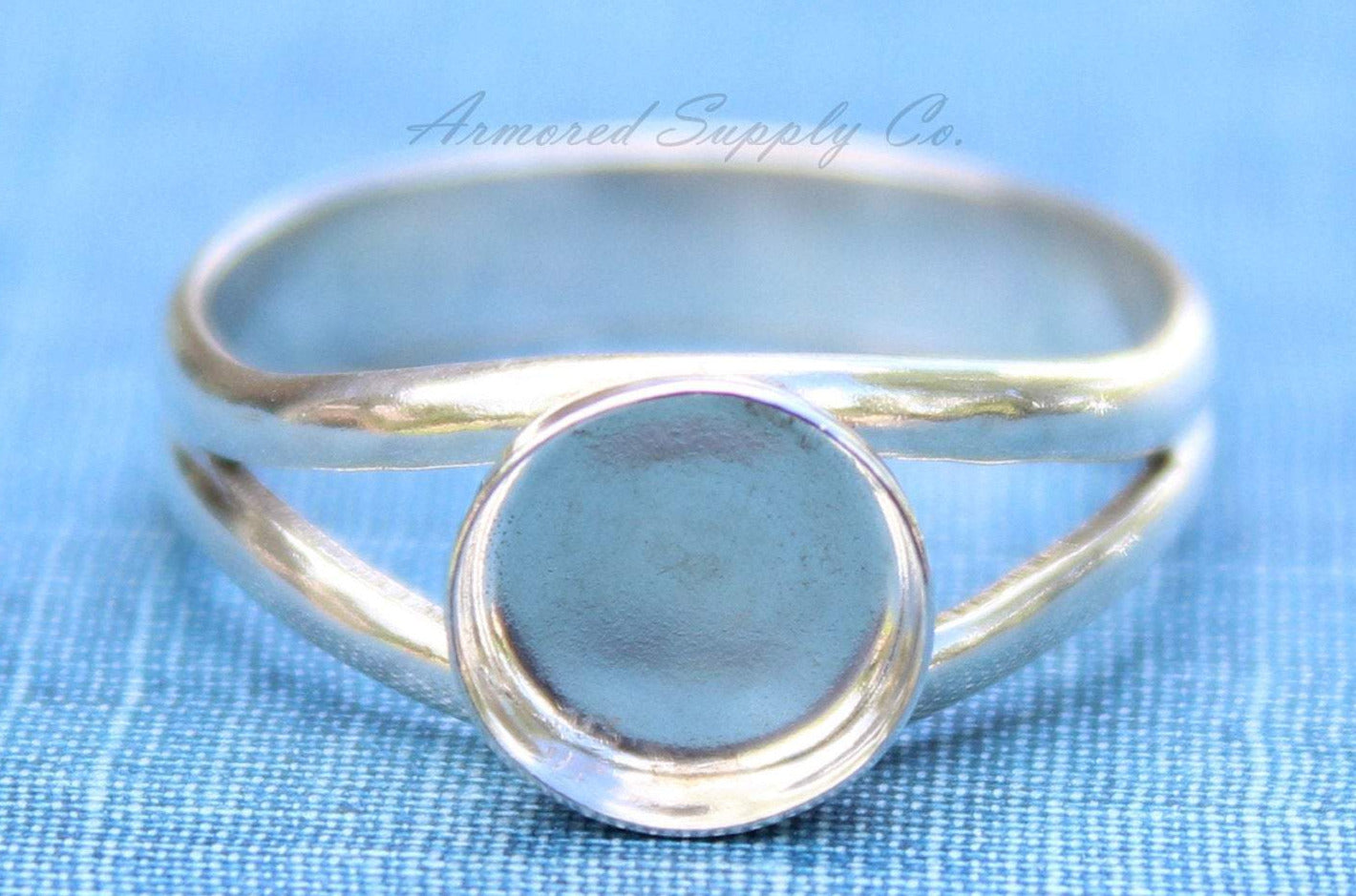 Sterling Silver Double Split Ring Band Bezel Cup Ring blank, Round Cabochon, Breast Milk, DIY jewelry supplies, wholesale jewelry, diy ring