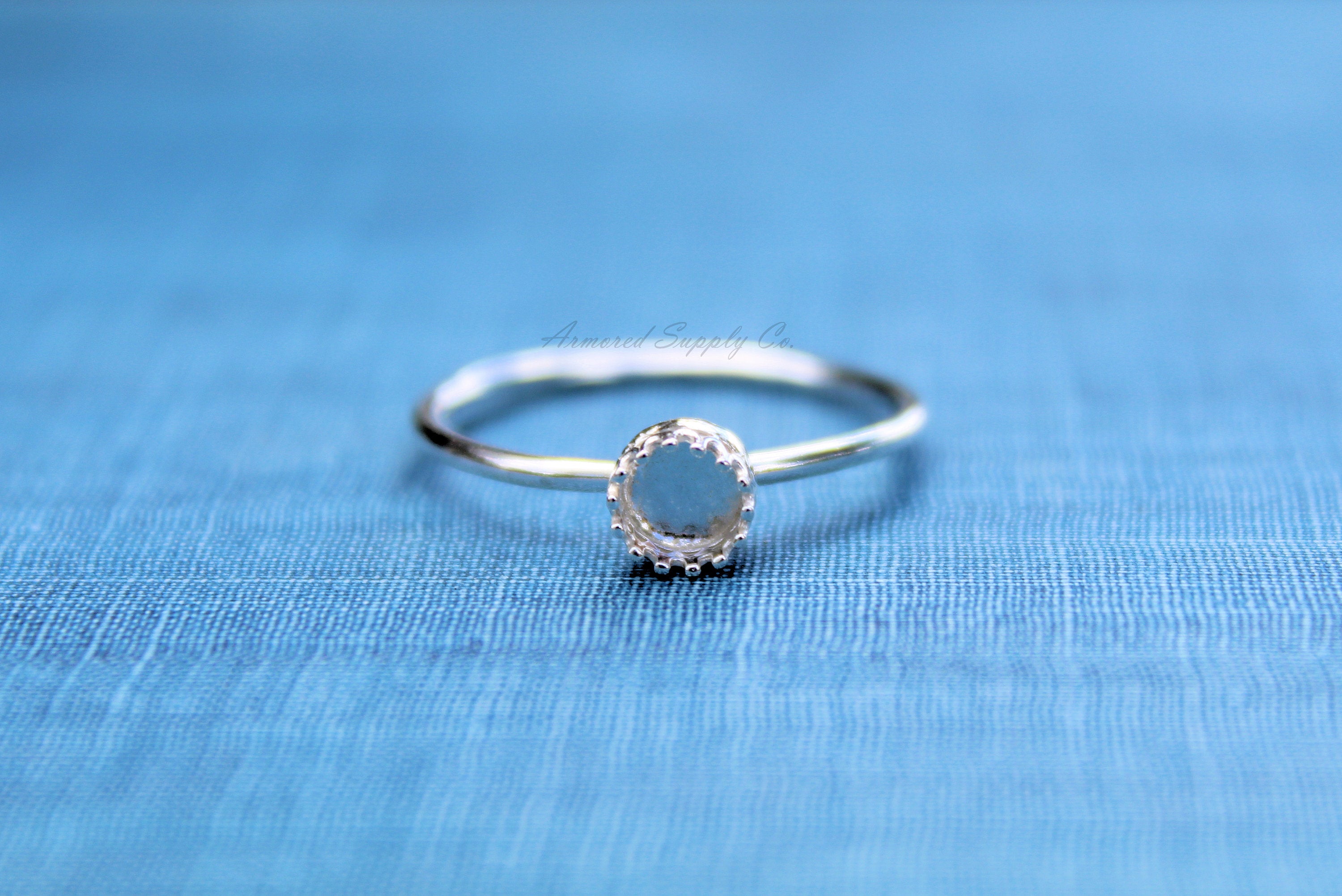 Silver 4mm Crown Bezel Cup Ring blank, Round Cabochon, Resin Glue Pad Breast Milk, DIY jewelry supplies, build your ring, wholesale jewelry