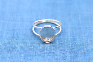 Sterling Silver Double Band Oval Bezel Cup Ring blank, Round Cabochon, Oval Ring Blank, DIY jewelry supplies, wholesale jewelry, diy ring