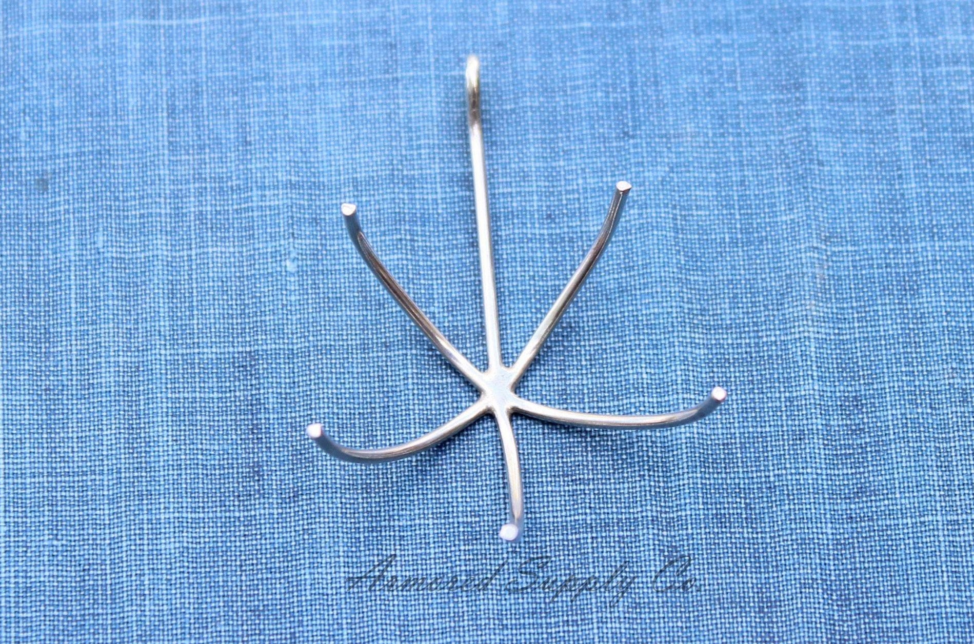 Claw Raw Stone Pendant Blank, Silver 5 Prong, Wholesale Blanks, Silver Pendant, Raw Stones, DIY Jewelry, Silver Blanks, Jewelry Supplies