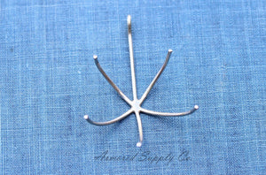 Claw Raw Stone Pendant Blank, Silver 5 Prong, Wholesale Blanks, Silver Pendant, Raw Stones, DIY Jewelry, Silver Blanks, Jewelry Supplies
