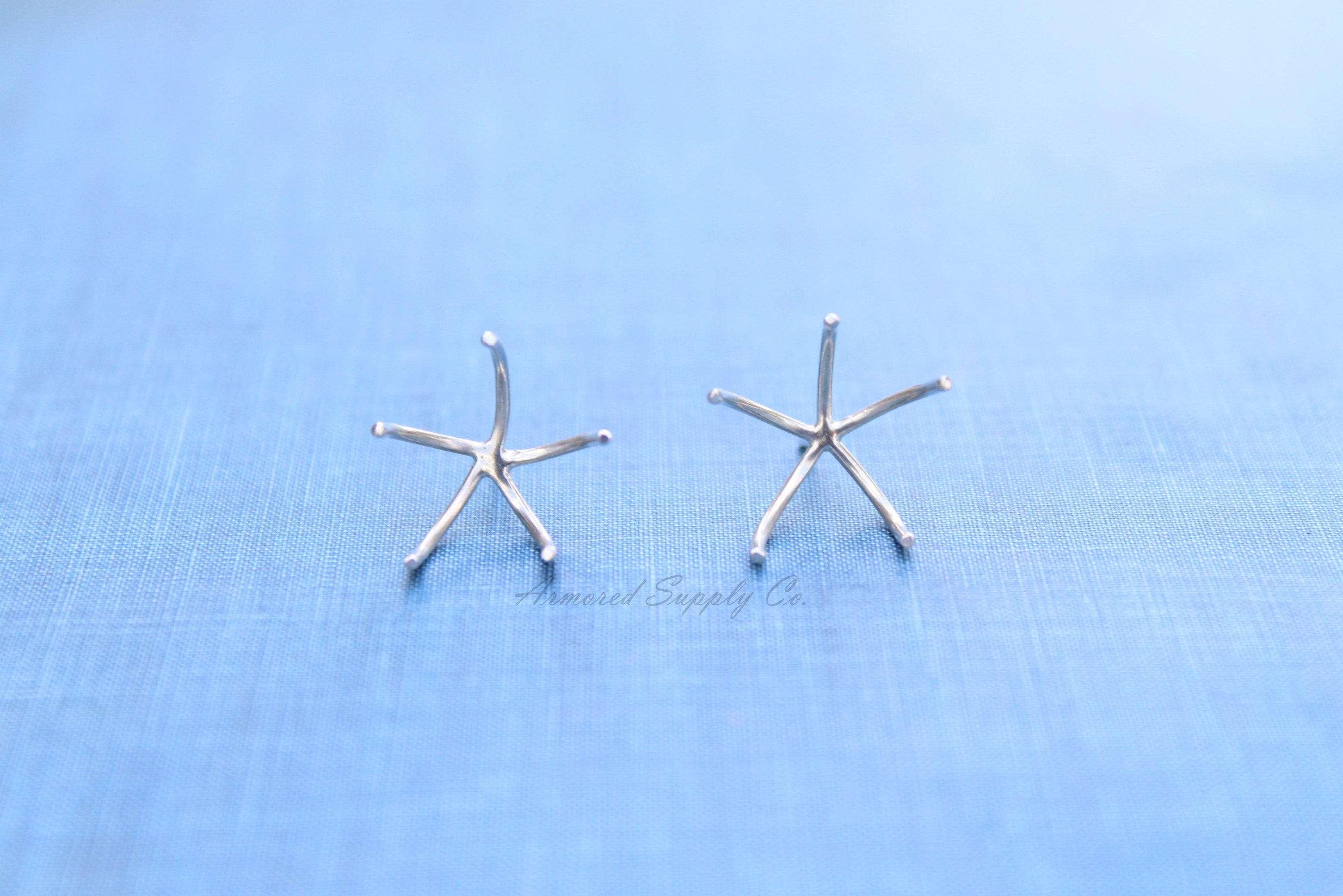 Silver Claw Prong Raw Stone Stud Earring Blanks, 5 Prong Setting, Wholesale Blanks, Earrings, DIY Jewelry, Silver Blanks, Jewelry Supplies