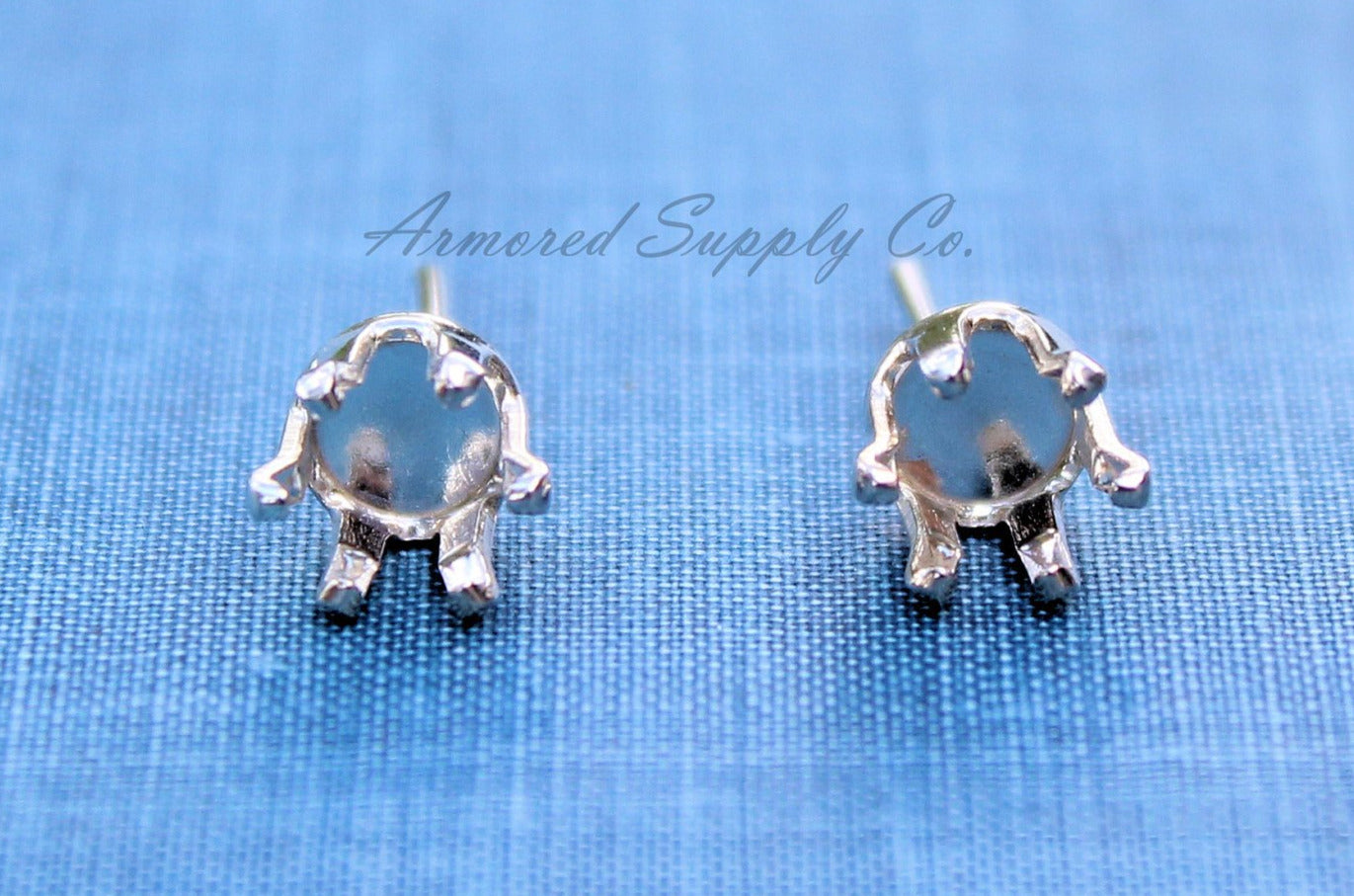 Silver 3mm Snap-in Bezel Raw Stone Stud Earring Blanks, Wholesale Blanks, Raw Stones Setting, DIY Jewelry, Silver Blanks, Jewelry Supplies