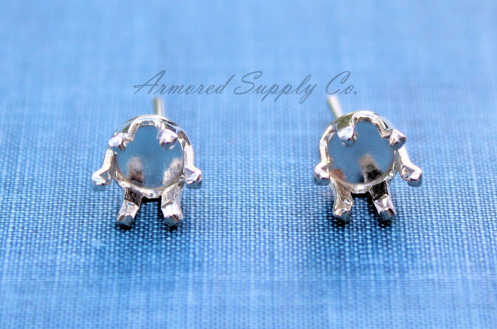 Silver 3mm Snap-in Bezel Raw Stone Stud Earring Blanks, Wholesale Blanks, Raw Stones Setting, DIY Jewelry, Silver Blanks, Jewelry Supplies