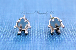 Silver 3mm Snap-in Bezel Raw Stone Stud Earring Blanks, Wholesale Blanks, Raw Stones Setting, DIY Jewelry, Silver Blanks, Jewelry Supplies