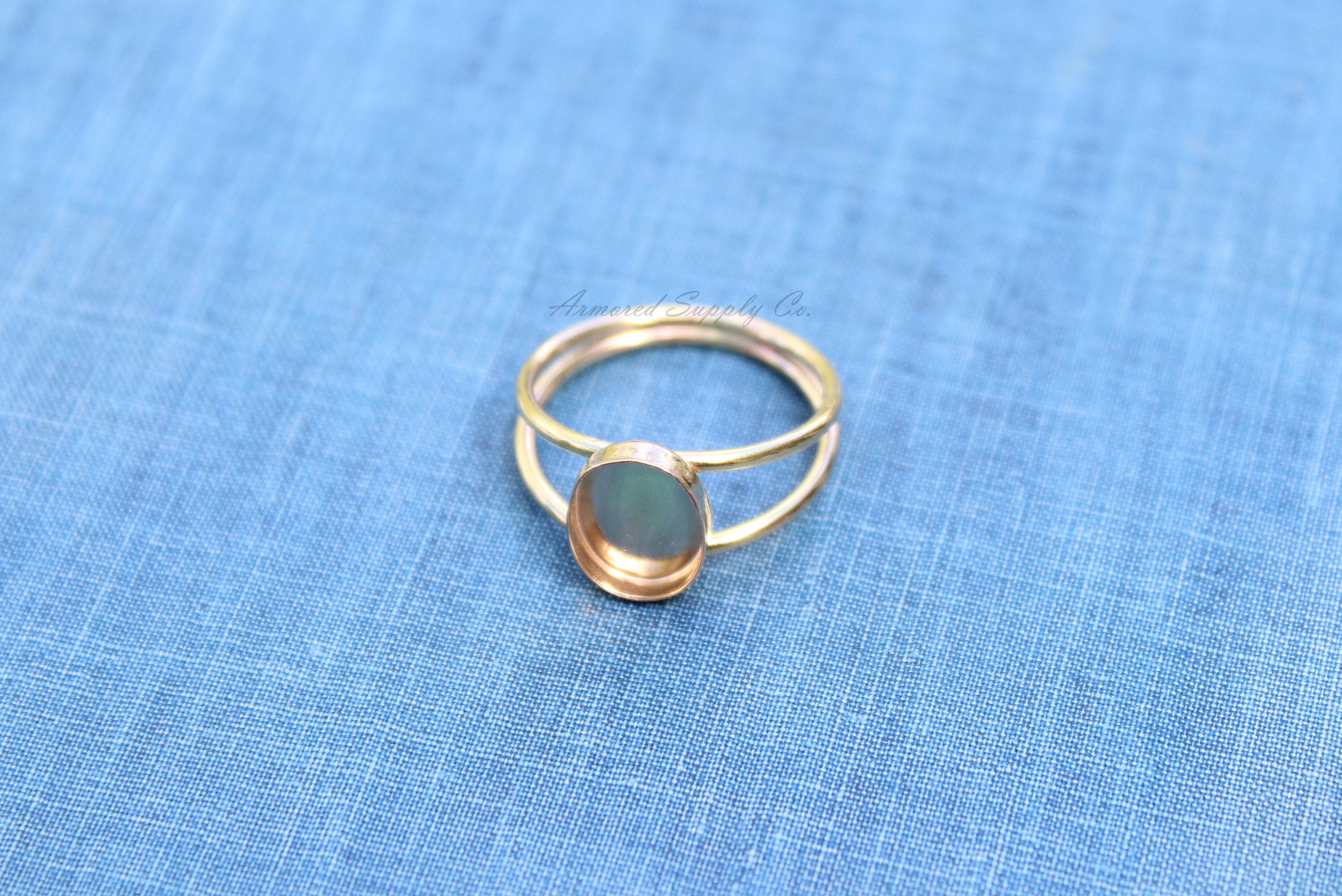 Gold Double Band Oval Bezel Cup Ring blank, Oval Cabochon, Oval Ring Blank, Oval Bezel, DIY jewelry supplies, wholesale jewelry, diy ring