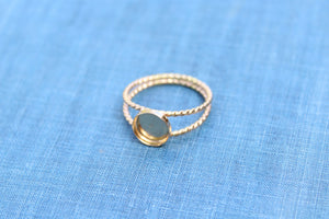 Gold Filled Double Rope Band Bezel Cup Ring blank, Round Cabochon, Resin Breast Milk, DIY jewelry supplies, wholesale ring jewelry, diy ring