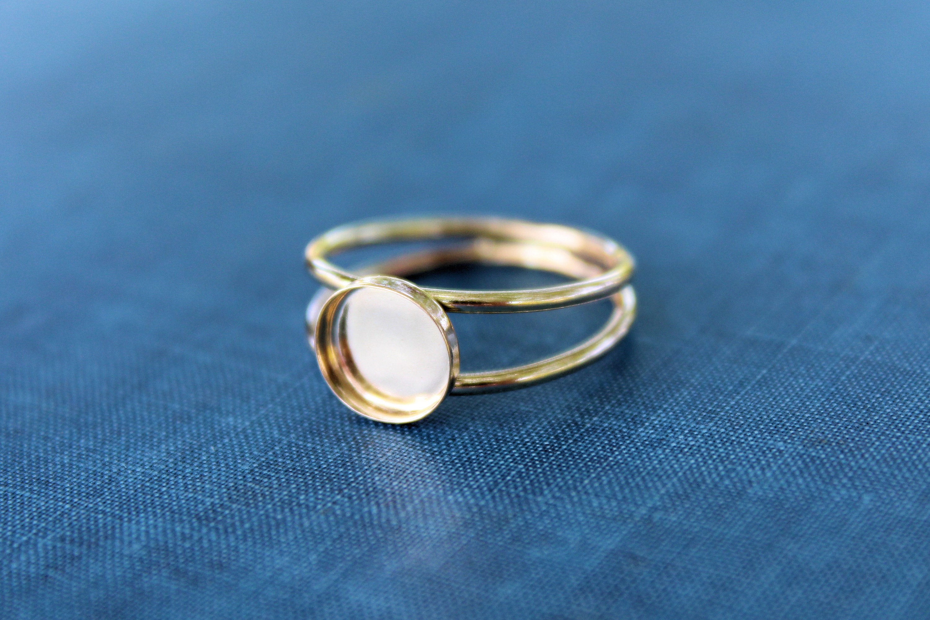 Gold Filled Double Band Bezel Cup Ring blank, Round Cabochon, Cab Resin Breast Milk, DIY jewelry supplies, wholesale ring jewelry, diy ring