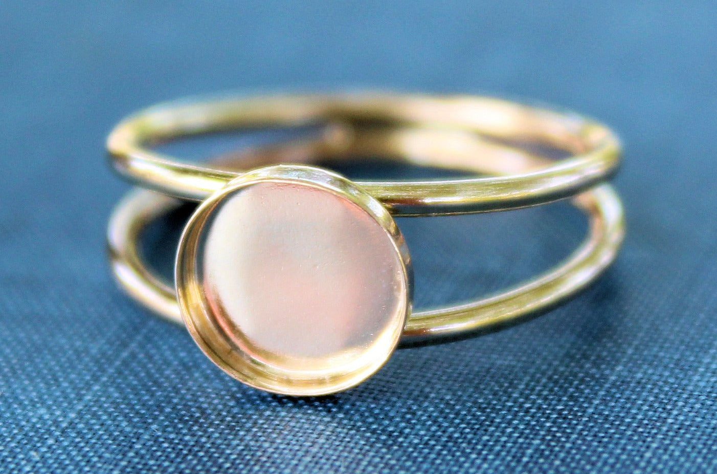 Gold Filled Double Band Bezel Cup Ring blank, Round Cabochon, Cab Resin Breast Milk, DIY jewelry supplies, wholesale ring jewelry, diy ring