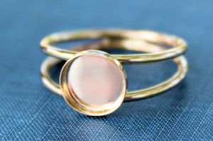 Gold Filled Double Band Bezel Cup Ring blank, Round Cabochon, Cab Resin Breast Milk, DIY jewelry supplies, wholesale ring jewelry, diy ring