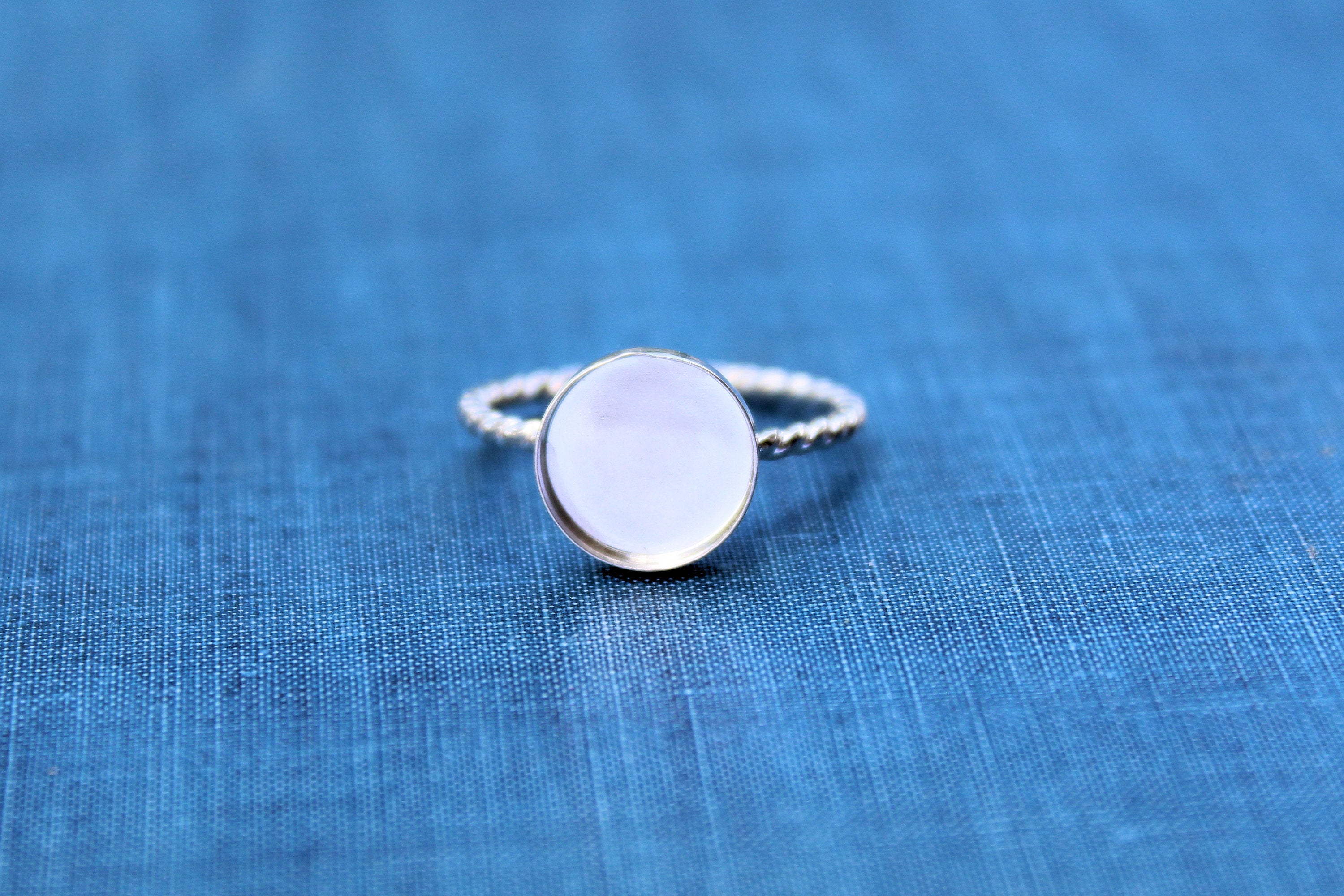 Silver 14mm Bezel Cup Rope Ring blank, Round Cabochon, Cab Resin Pad Breast Milk, DIY jewelry supplies, build your ring, wholesale jewelry