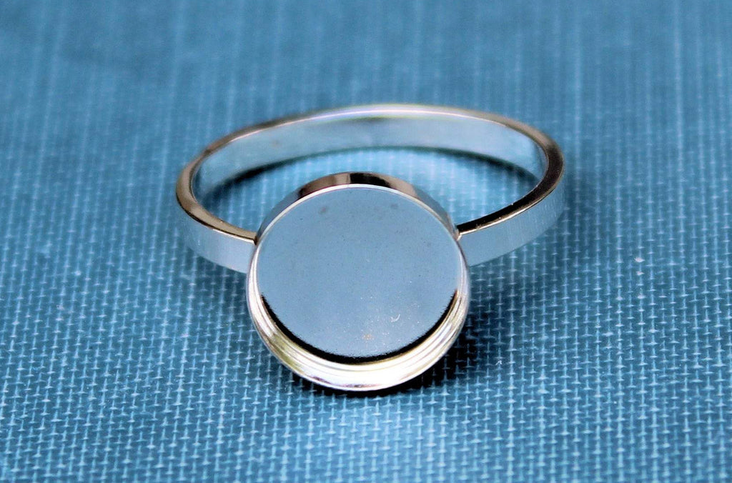 14mm Bezel Cup Ring blank Style #2, Round Cabochon, Glue Pad Breast Milk, DIY jewelry supplies, build your ring, wholesale jewelry, diy ring