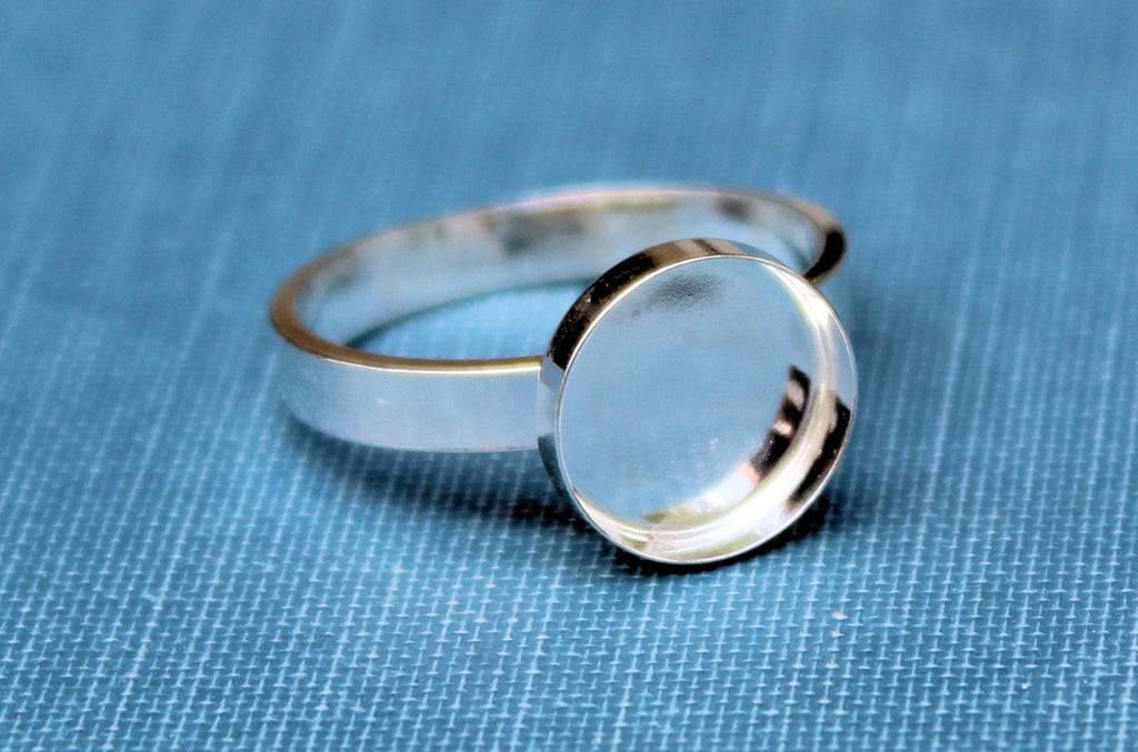 16mm Bezel Cup Ring blank Style #3, Round Cabochon, Glue Pad Breast Milk, DIY jewelry supplies, build your ring, wholesale jewelry, diy ring