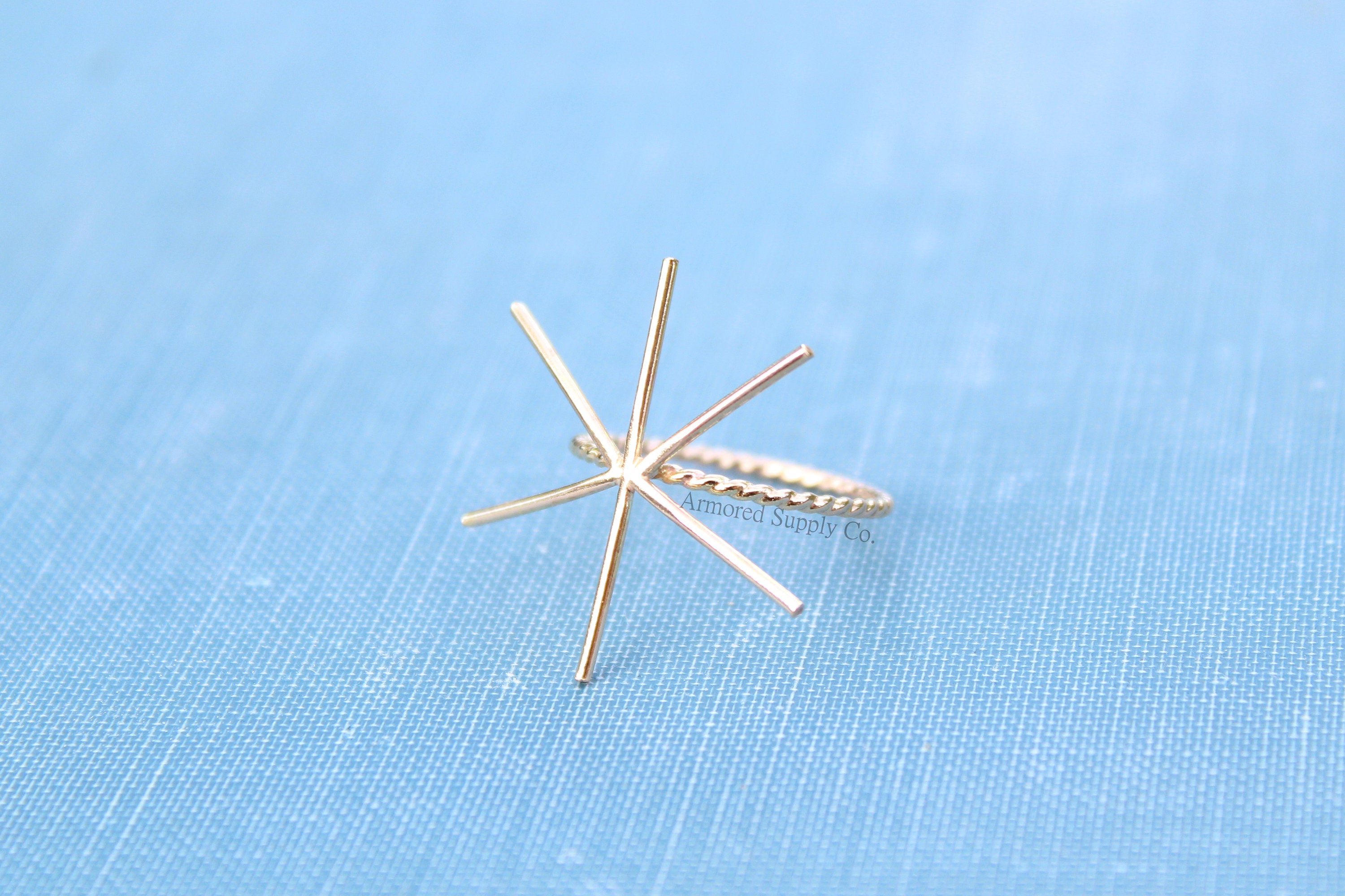 Gold Claw Rope Ring Blank, 6 Prong Raw Stone, Ring Setting, Wholesale Ring, Design Your Ring, DIY Jewelry, Ring Blanks, Jewelry Supplies