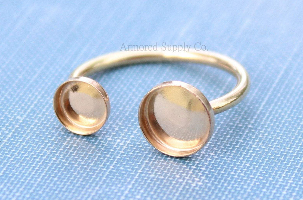 Gold Filled Open Adjustable Bezel Cup Ring blank, Round Cabochon, Breast Milk DIY jewelry supplies, build your own ring, wholesale jewelry