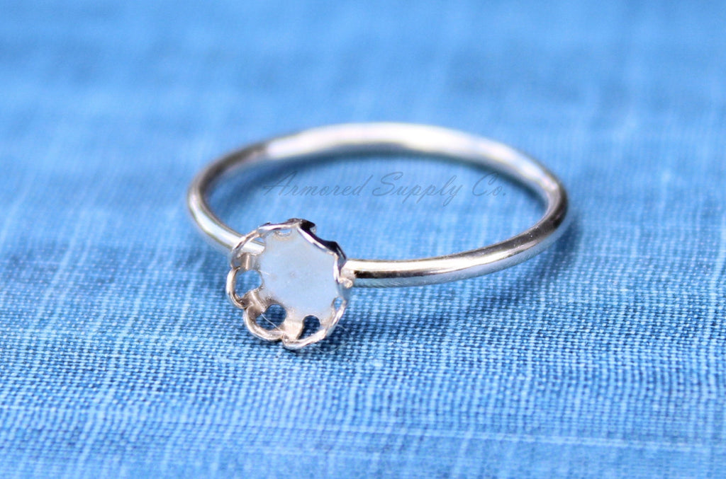 6mm Scalloped Bezel Cup Ring blank, Round Cabochon, Glue Pad Breast Milk, DIY jewelry supplies, build your ring, wholesale jewelry, diy ring