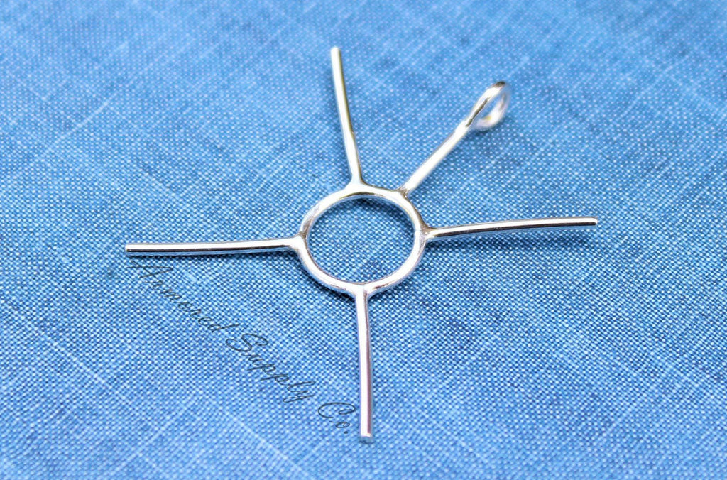 Silver Freeform Claw Prong Raw Stone Pendant Blank, Silver 4 Prong, Wholesale Blanks, Pendant, DIY Jewelry, Silver Blanks, Jewelry Supplies