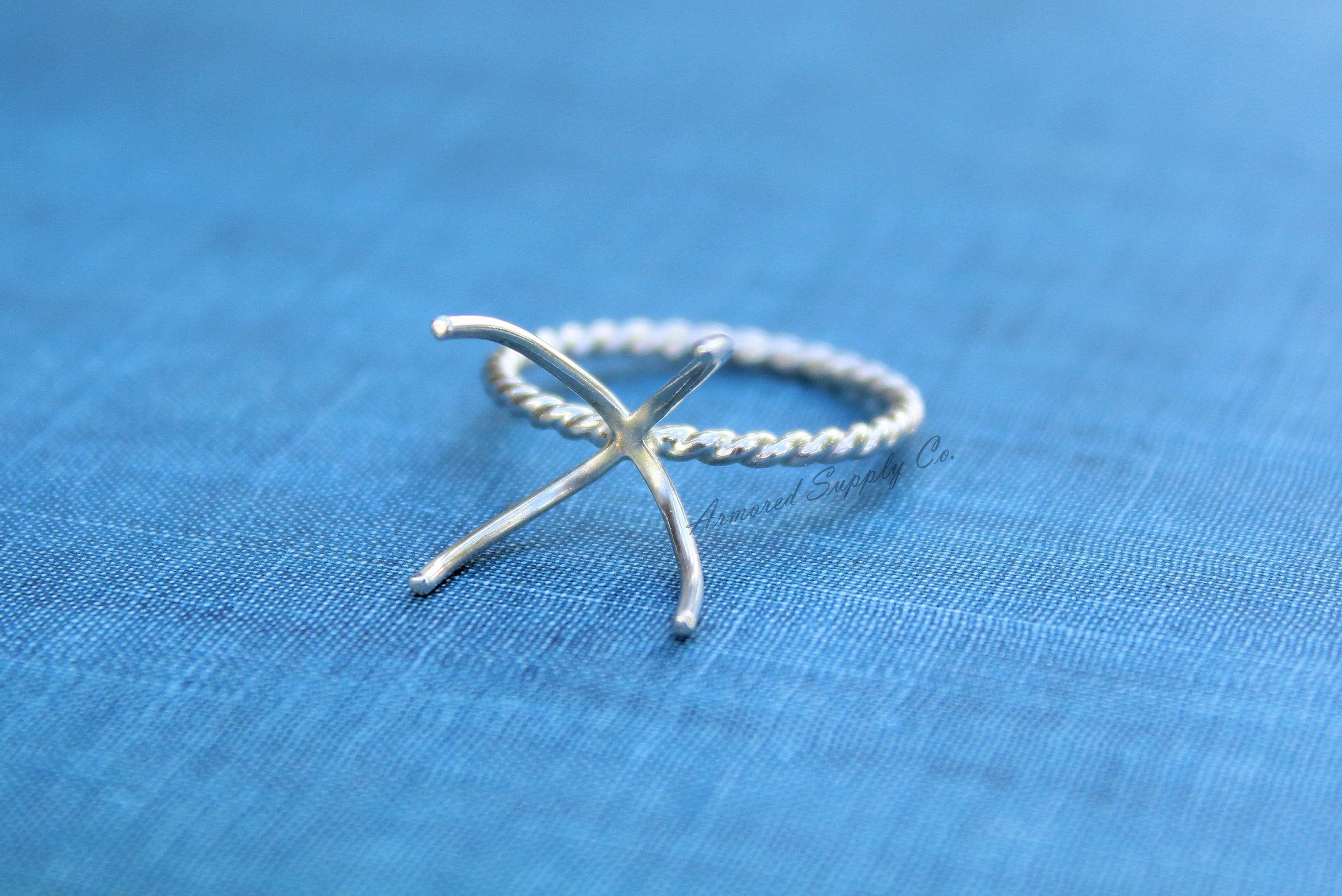 Claw Rope Ring Blank, 4 Prong Raw Stone Silver, Ring Setting, Wholesale Ring, Design Your Ring, DIY Jewelry, Ring Blanks, Jewelry Supplies