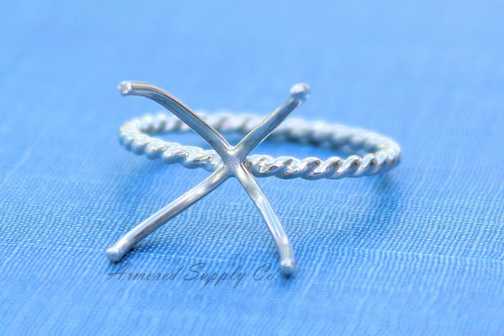 Claw Rope Ring Blank, 4 Prong Raw Stone Silver, Ring Setting, Wholesale Ring, Design Your Ring, DIY Jewelry, Ring Blanks, Jewelry Supplies
