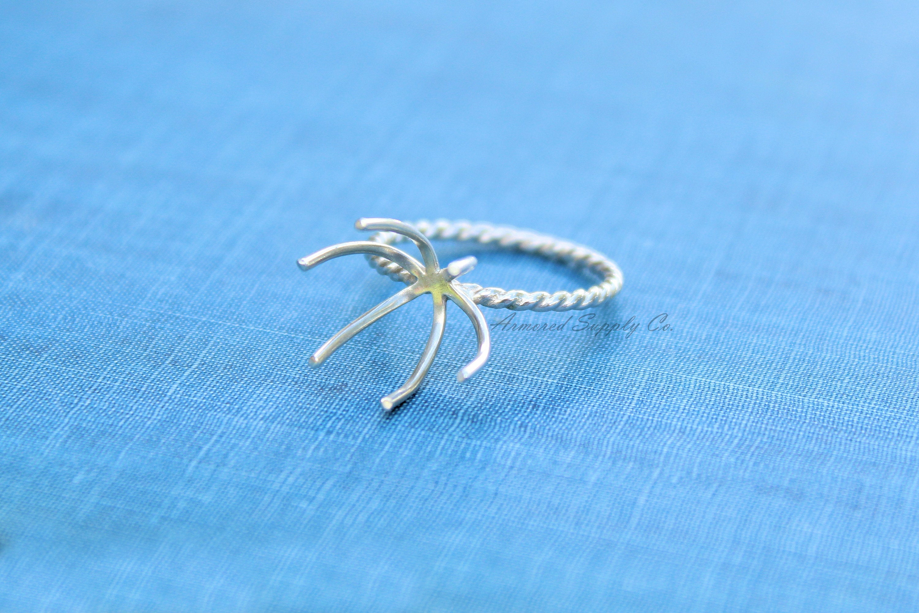 Claw Ring Blank, 6 Prong Silver Band, Raw Stone Ring, Wholesale Ring, Design Your Ring, DIY Jewelry, Silver Ring Blanks, Jewelry Supplies