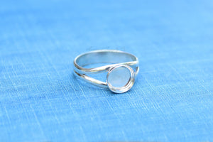 Sterling Silver Double Split Ring Band Bezel Cup Ring blank, Round Cabochon, Breast Milk, DIY jewelry supplies, wholesale jewelry, diy ring