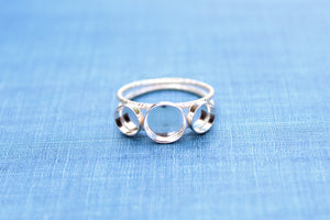 Triple Bezel Cup Double Faceted Ring Blank, Round Cabochon, Breast Milk, DIY jewelry supplies, build your ring, wholesale jewelry, diy ring