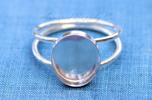 Sterling Silver Double Band Oval Bezel Cup Ring blank, Round Cabochon, Oval Ring Blank, DIY jewelry supplies, wholesale jewelry, diy ring