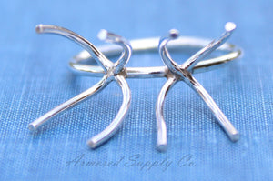 Silver Double Claw Prong Raw Stone Ring Blank, Prong Silver Band, Wholesale Ring, Raw Stone, Design Your Ring, DIY Jewelry, Jewelry Supplies