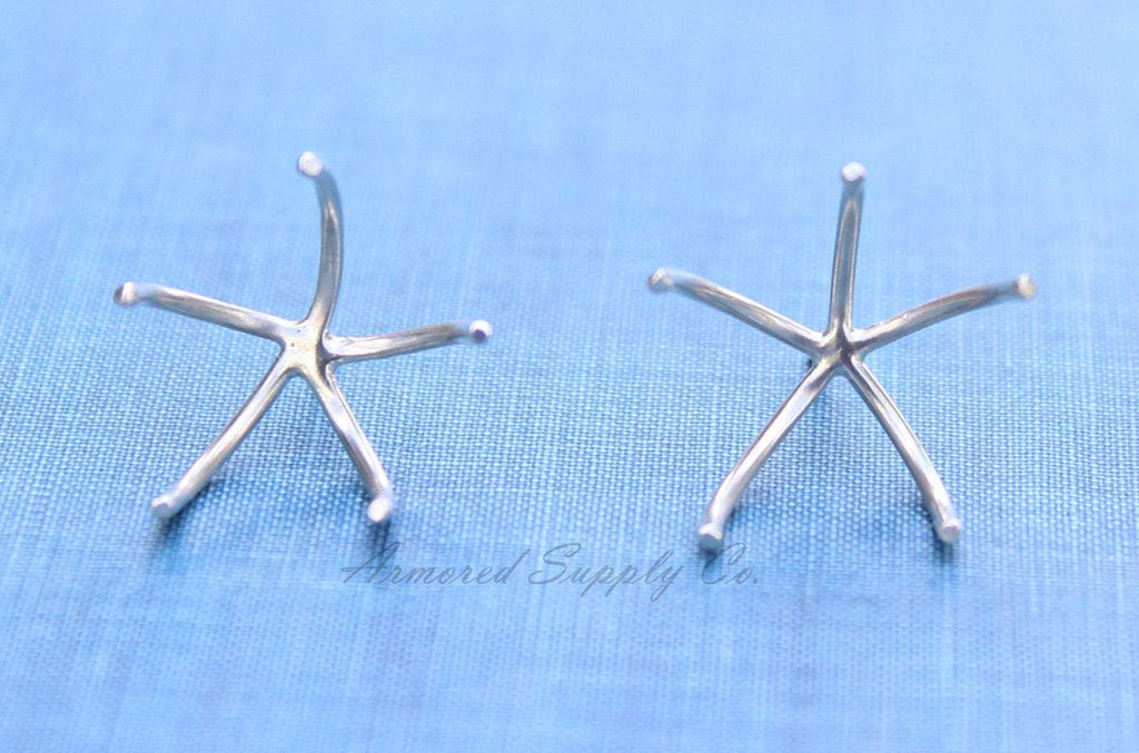 Silver Claw Prong Raw Stone Stud Earring Blanks, 5 Prong Setting, Wholesale Blanks, Earrings, DIY Jewelry, Silver Blanks, Jewelry Supplies