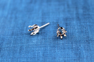 Silver 6mm Snap-in Bezel Raw Stone Stud Earring Blanks, Wholesale Blanks, Raw Stones Setting, DIY Jewelry, Silver Blanks, Jewelry Supplies