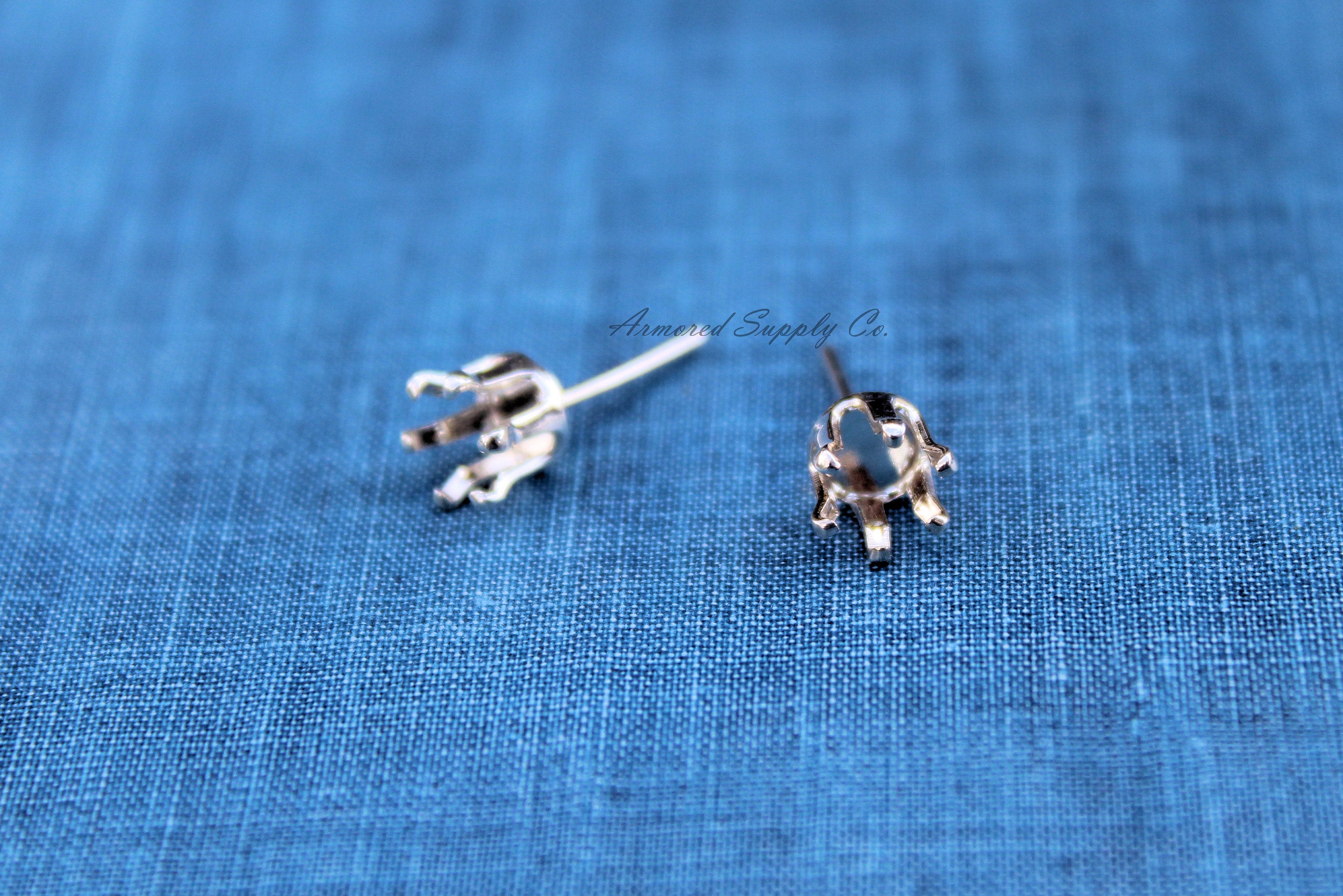 Silver 3mm Snap-in Bezel Raw Stone Stud Earring Blanks, Wholesale Blanks, Raw Stones Setting, DIY Jewelry, Silver Blanks, Jewelry Supplies