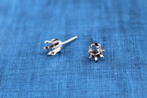 Silver 3mm Snap-in Bezel Raw Stone Stud Earring Blanks, Wholesale Blanks, Raw Stones Setting, DIY Jewelry, Silver Blanks, Jewelry Supplies