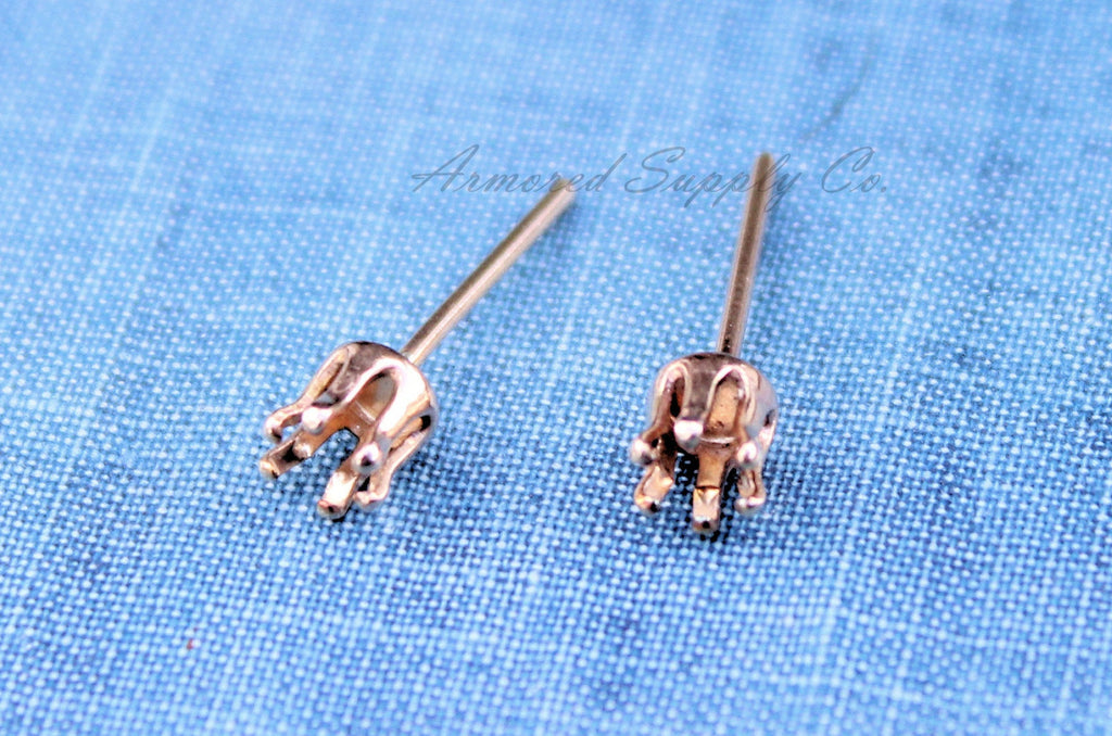 Gold 4mm Snap-in Bezel Raw Stone Stud Earring Blanks, Wholesale Blanks, Raw Stones Setting, DIY Jewelry, Gold Blanks, Jewelry Supplies