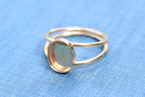 Gold Double Band Oval Bezel Cup Ring blank, Oval Cabochon, Oval Ring Blank, Oval Bezel, DIY jewelry supplies, wholesale jewelry, diy ring