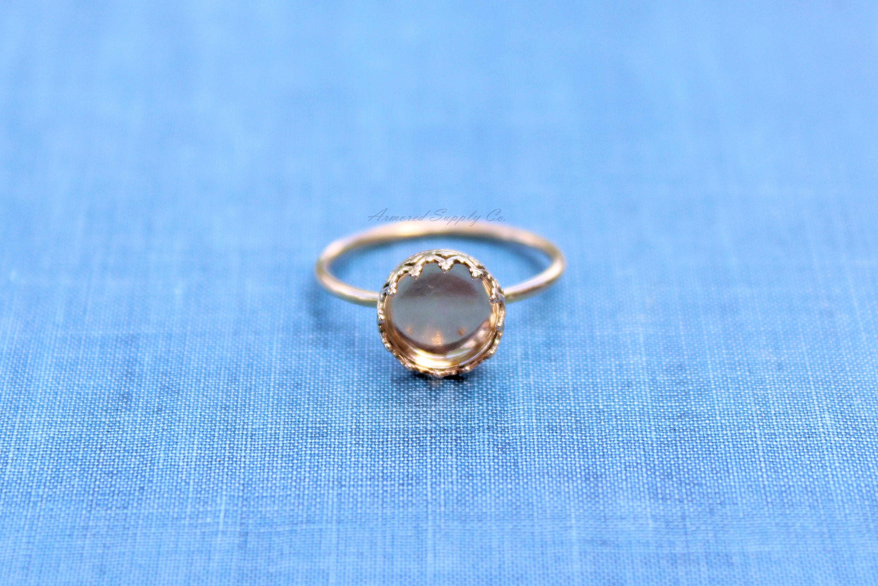 Gold Filled 8mm Crown Bezel Cup Ring blank, Round Cabochon, Cab Breast Milk, jewelry supplies, build your ring, wholesale jewelry, diy ring