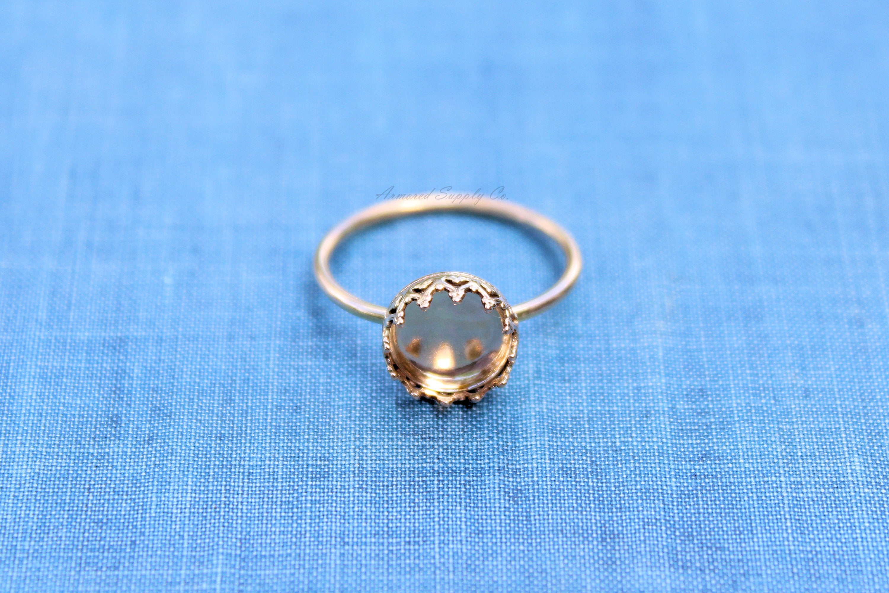 Gold Filled 8mm Crown Bezel Cup Ring blank, Round Cabochon, Cab Breast Milk, jewelry supplies, build your ring, wholesale jewelry, diy ring