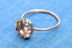 Gold Filled 8mm Crown Bezel Cup Ring blank, Round Cabochon, Cab Breast Milk, jewelry supplies, build your ring, wholesale jewelry, diy ring