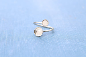 Silver Bypass Adjustable Bezel Cup Ring blank, Round Cabochon, Breast Milk DIY jewelry supplies, build your own ring, wholesale jewelry