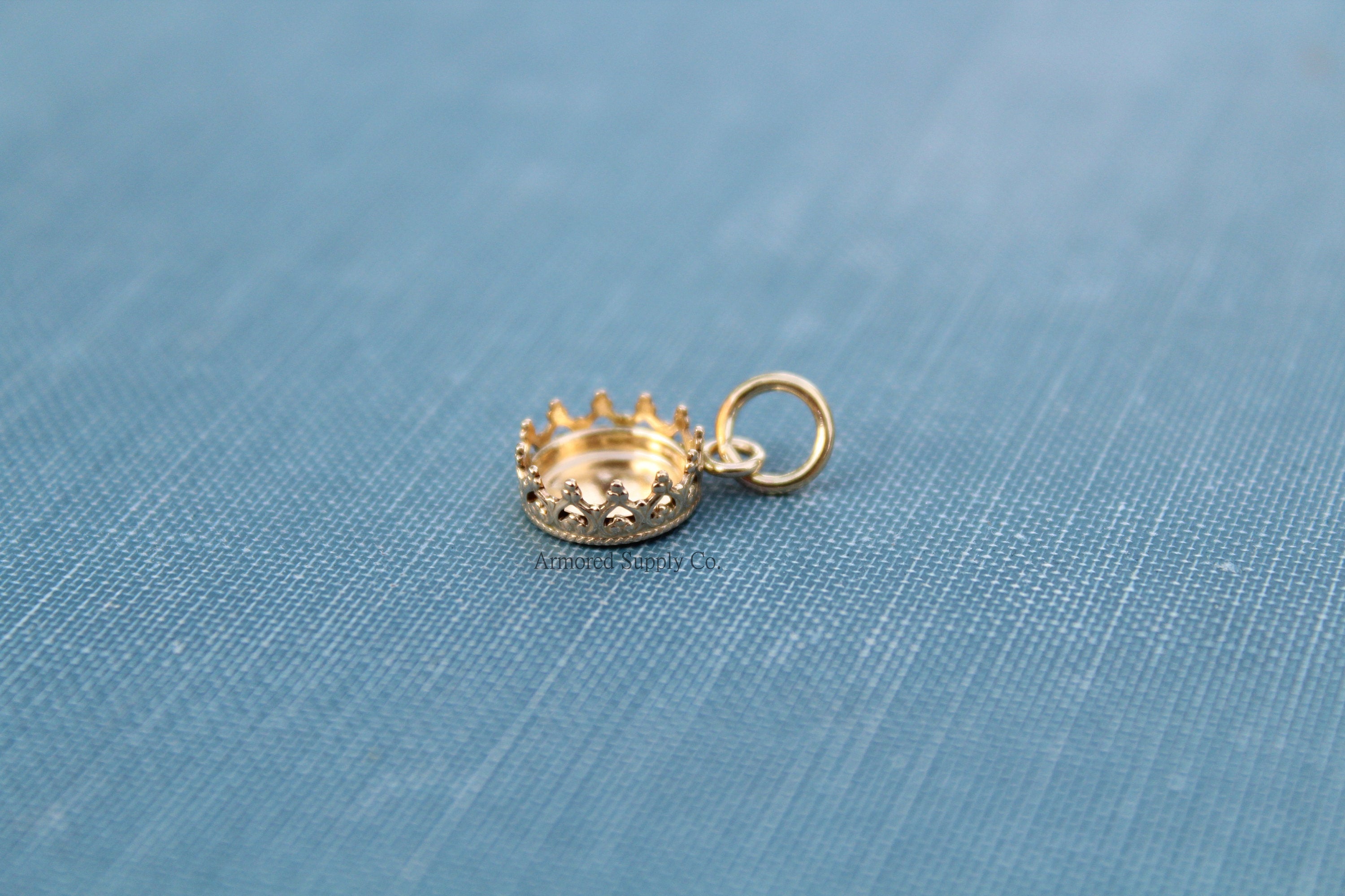 Gold Filled Crown Bezel Pendant Blank, Gold Setting, Mounting, Wholesale Blanks, DIY Gold Pendant, Gold Pendant Blanks, Jewelry Supplies
