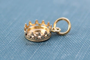 Gold Filled Crown Bezel Pendant Blank, Gold Setting, Mounting, Wholesale Blanks, DIY Gold Pendant, Gold Pendant Blanks, Jewelry Supplies