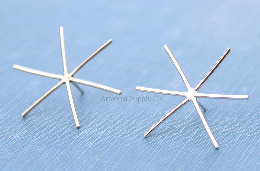 Silver Claw Prong Raw Stone Stud Earring Blanks, 6 Prong Setting, Wholesale Blanks, Earrings, DIY Jewelry, Silver Blanks, Jewelry Supplies