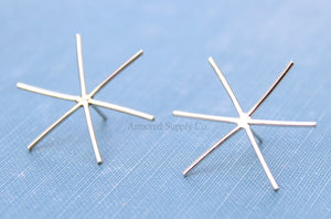 Silver Claw Prong Raw Stone Stud Earring Blanks, 6 Prong Setting, Wholesale Blanks, Earrings, DIY Jewelry, Silver Blanks, Jewelry Supplies