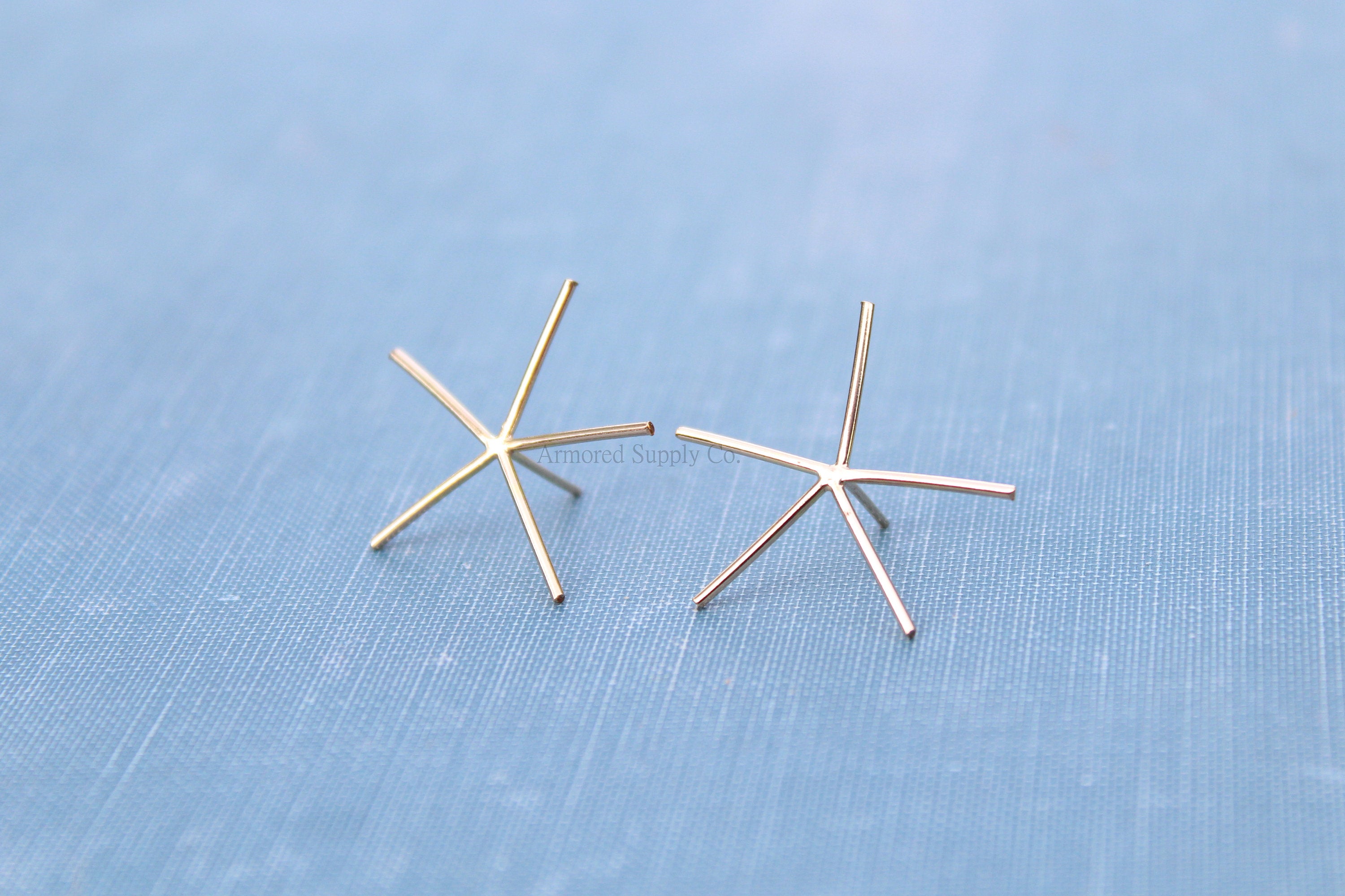 Gold Claw Prong Raw Stone Stud Earring Blanks, 5 Prong Setting, Wholesale Blanks, Gold Raw Stones, DIY Jewelry, Blanks, Jewelry Supplies