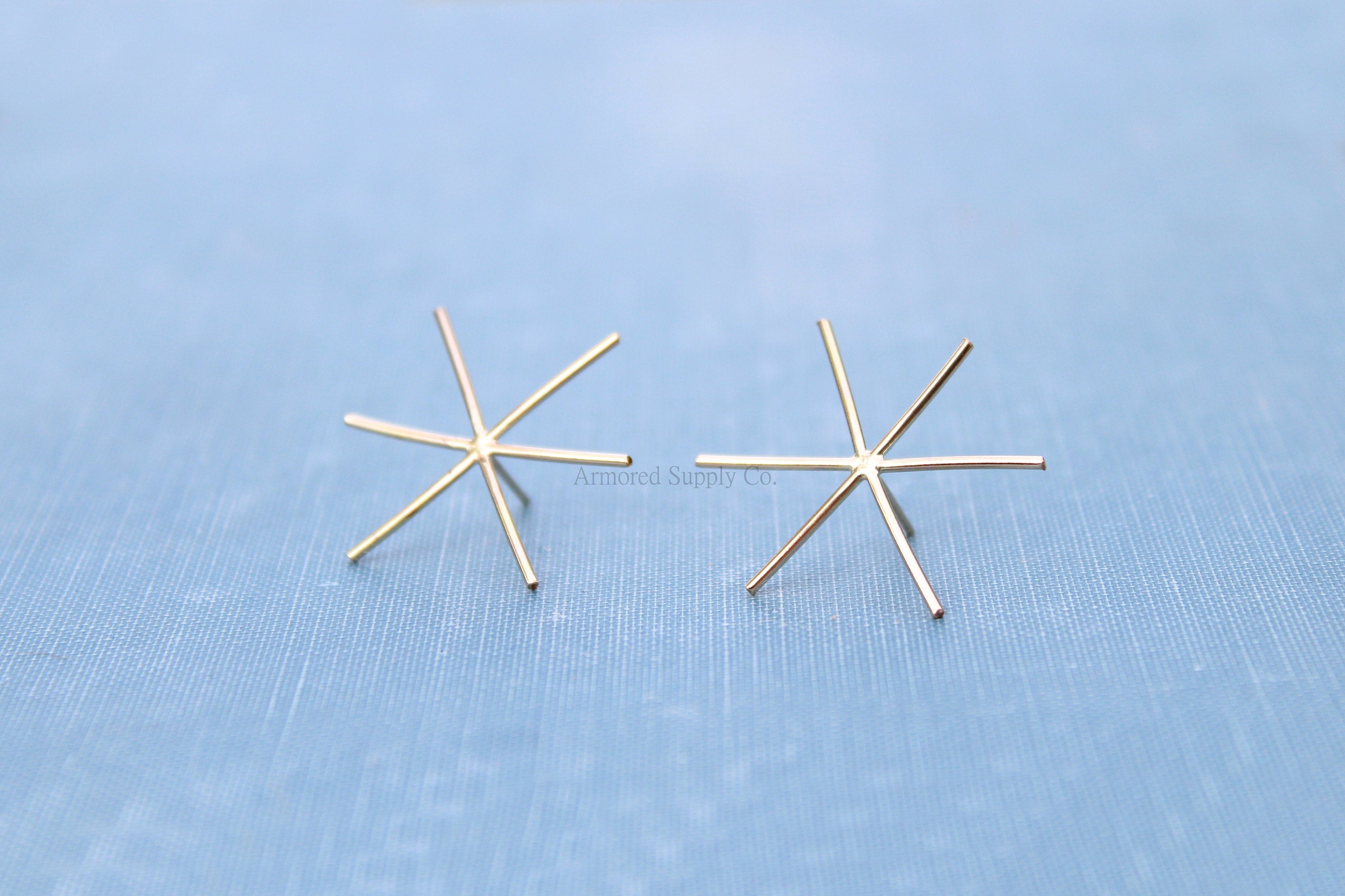 Gold Claw Prong Raw Stone Stud Earring Blanks, 6 Prong Setting, Wholesale Blanks, Gold Raw Stones, DIY Jewelry, Blanks, Jewelry Supplies