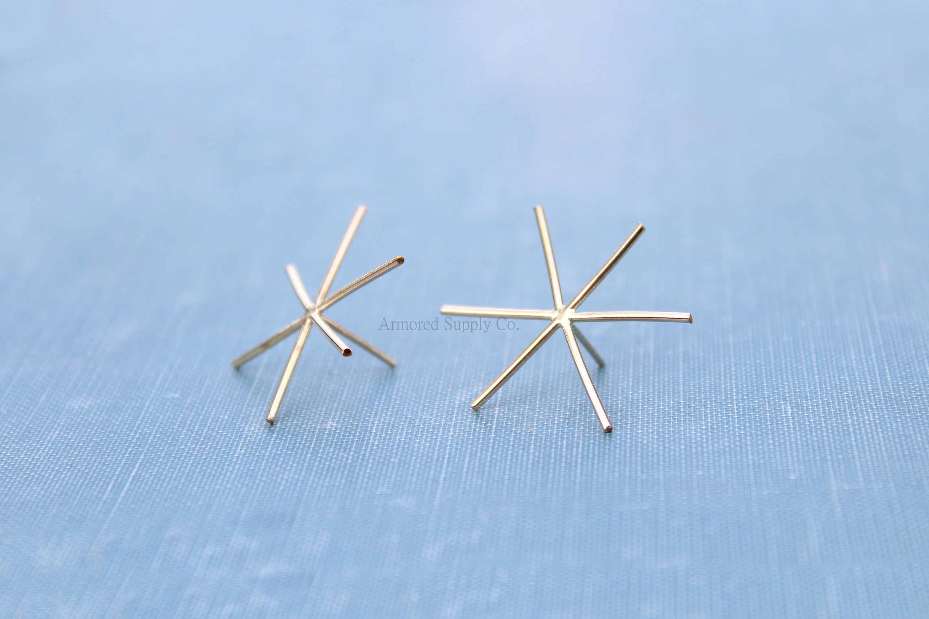 Gold Claw Prong Raw Stone Stud Earring Blanks, 6 Prong Setting, Wholesale Blanks, Gold Raw Stones, DIY Jewelry, Blanks, Jewelry Supplies