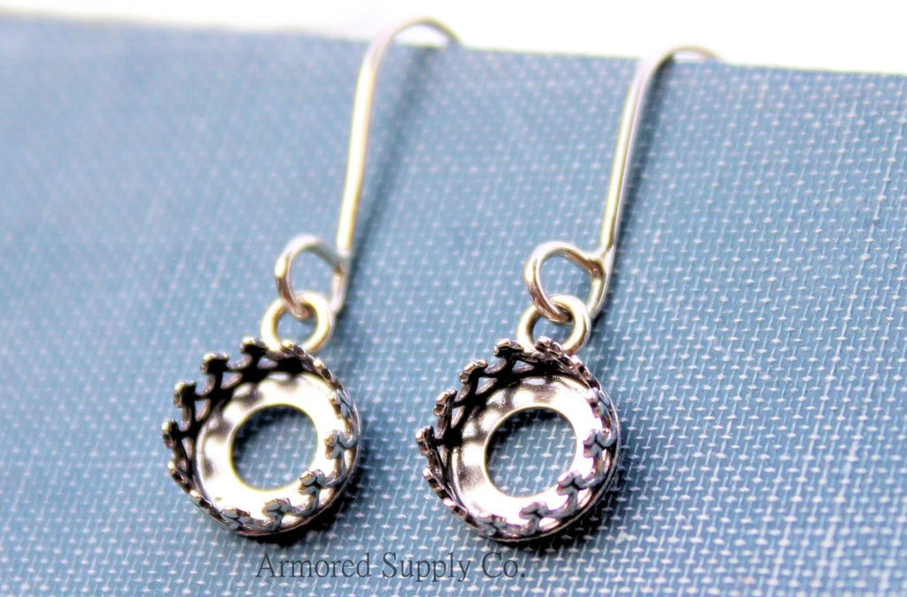 Silver Crown Bezel Cup French Wire Earring Blanks, Cabochon Cab Setting, Wholesale Blanks, Raw Stones, DIY Jewelry, Blanks, Jewelry Supplies