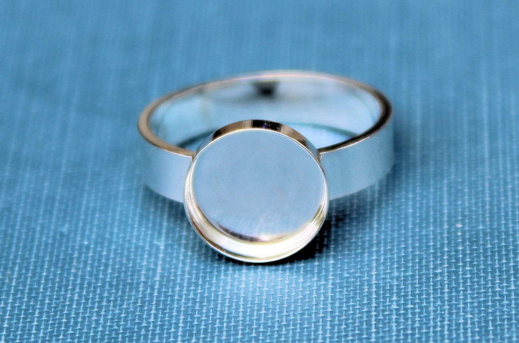 16mm Bezel Cup Ring blank Style #4, Round Cabochon, Glue Pad Breast Milk, DIY jewelry supplies, build your ring, wholesale jewelry, diy ring