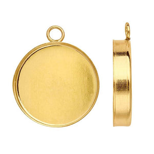 Gold Filled Round Bezel Pendant Blank, Gold Setting, Mounting, Wholesale Blanks, DIY Gold Pendant, Gold Pendant Blanks, Jewelry Supplies