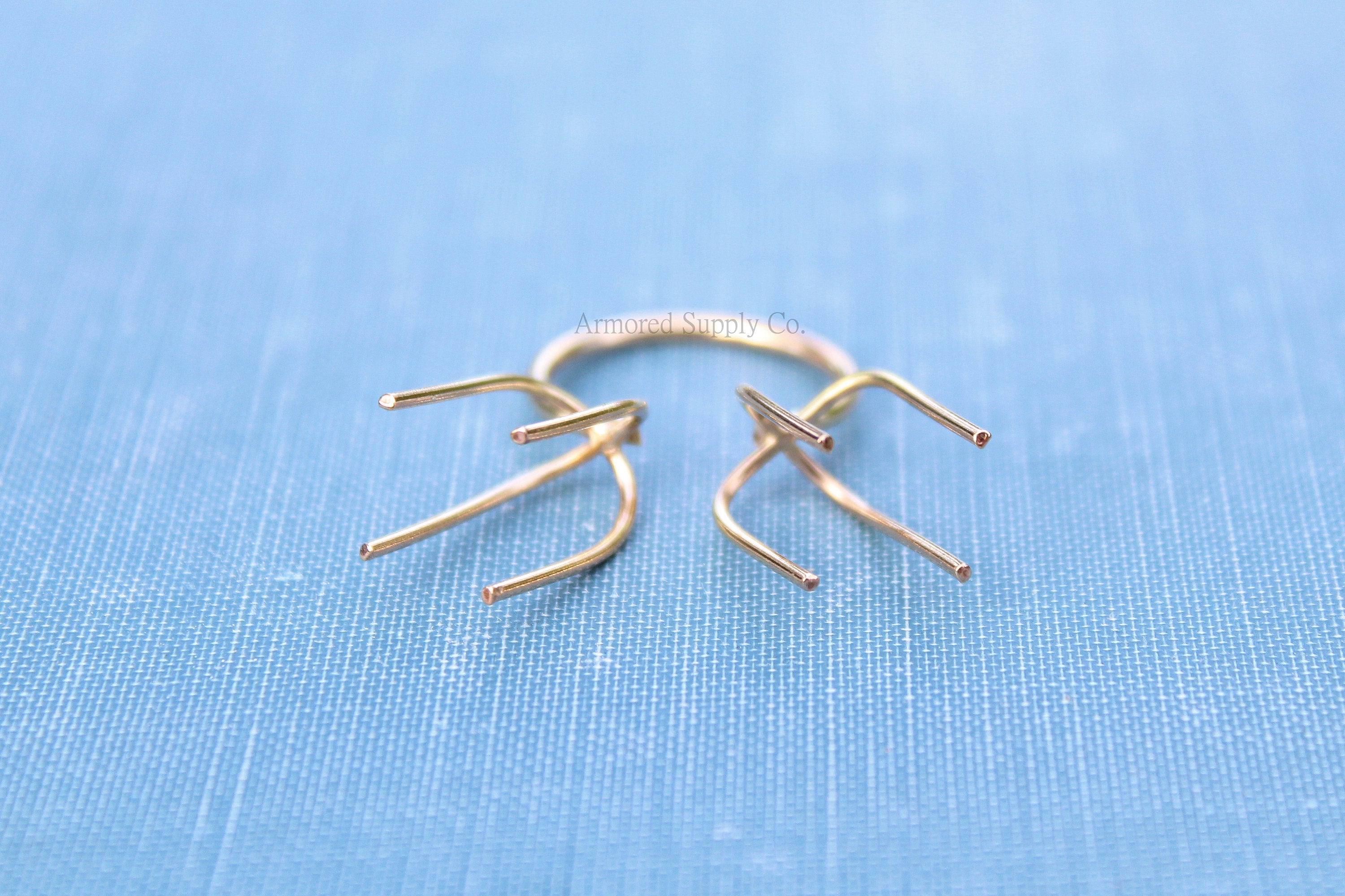 Gold Claw Prong Ring Blank, Adjustable Open Ring Band, Double Claw Prong Ring Blank, Wholesale Silver Ring, DIY Jewelry, Jewelry Supplies