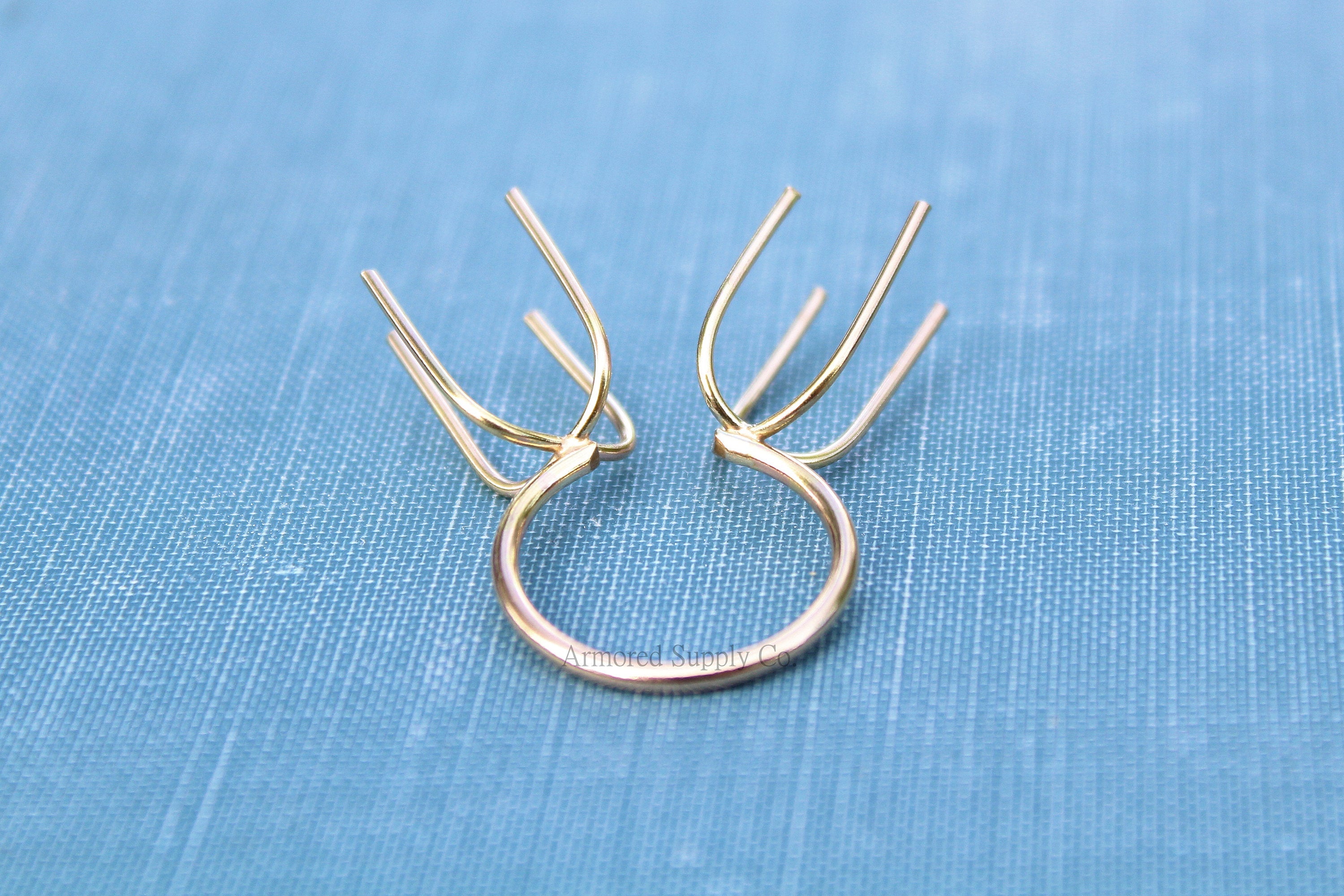 Gold Claw Prong Ring Blank, Adjustable Open Ring Band, Double Claw Prong Ring Blank, Wholesale Silver Ring, DIY Jewelry, Jewelry Supplies